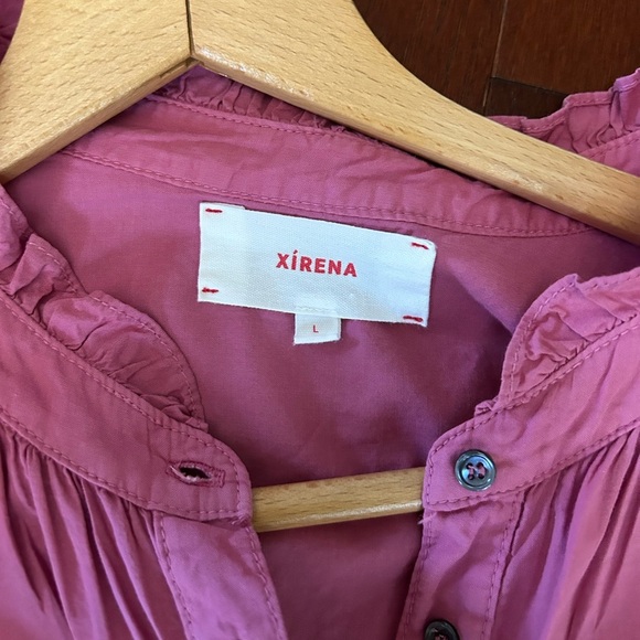 Xirena Halsey Button Down Shirt Blouse Large in Deep Rose long sleeve 100%Cotton - Picture 10 of 13